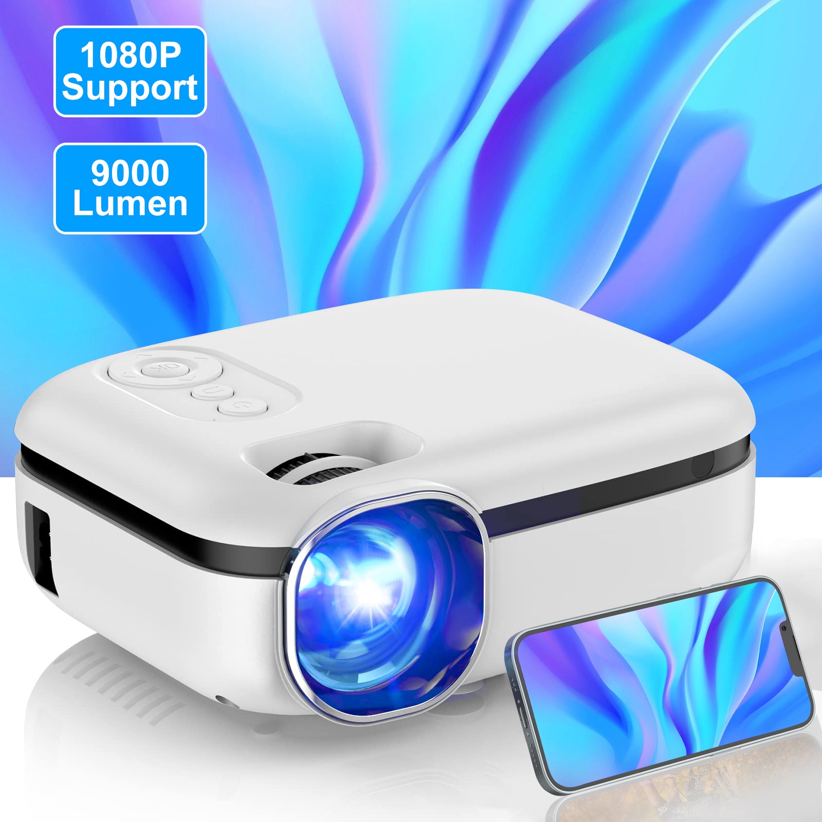 Mini Projector 9500 Lumens Home Theater 1080P Compatible HDMI/USB/AV/TV Stick
