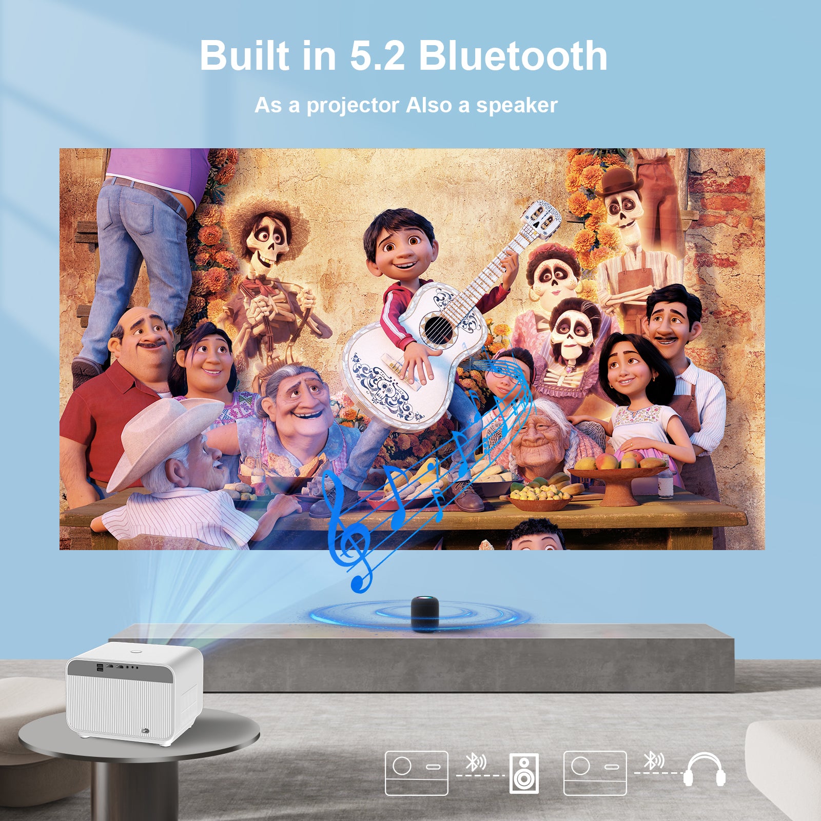 【Four Autos&App Store】FunFlix A1 Android TV Projector 4K with WiFi and Bluetooth,Smart Projector with Auto Focus&Keystone&Screen Entry&Obstacle Avoidance,700 ANSI Outdoor Projector with Apps Built in
