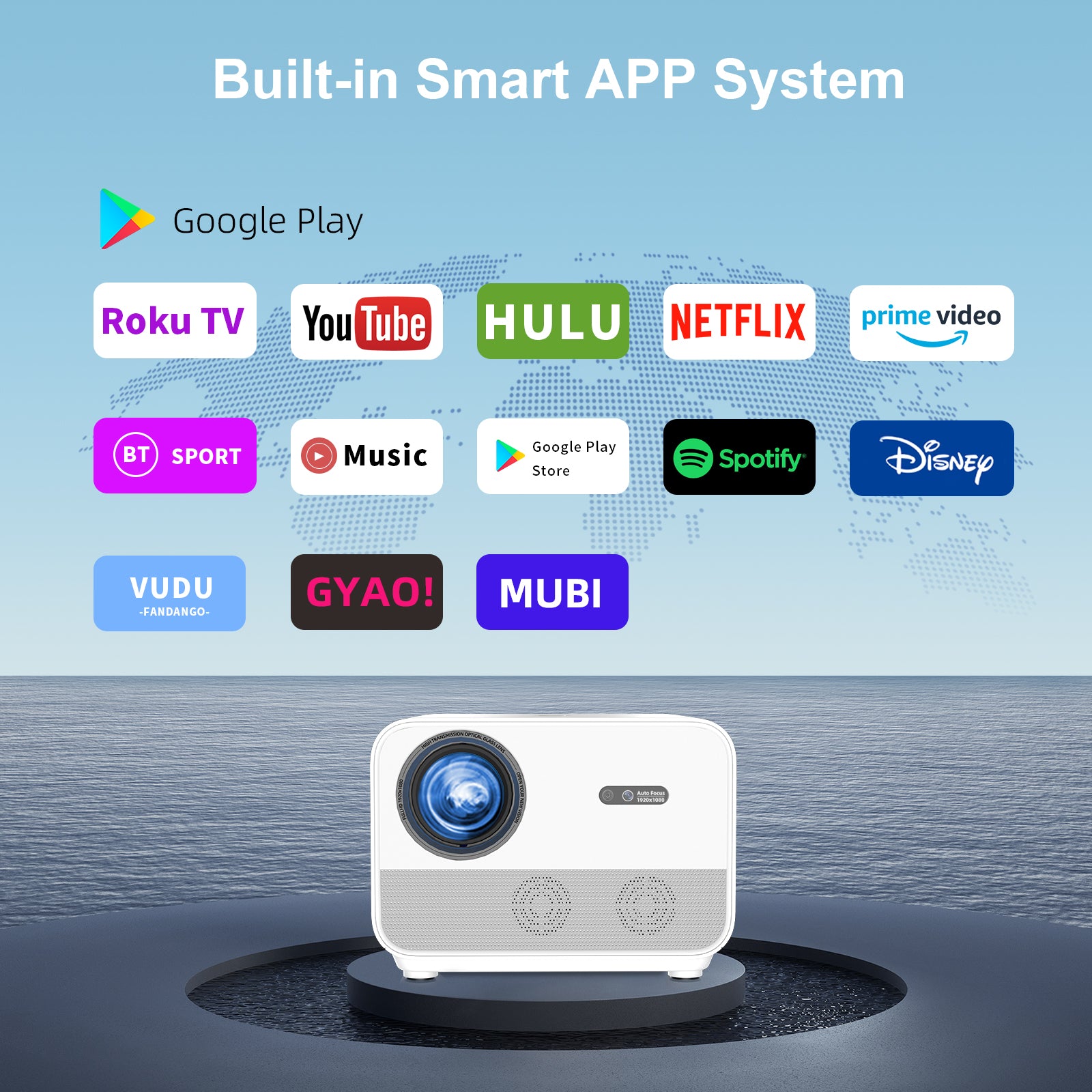 【Four Autos&App Store】FunFlix A1 Android TV Projector 4K with WiFi and Bluetooth,Smart Projector with Auto Focus&Keystone&Screen Entry&Obstacle Avoidance,700 ANSI Outdoor Projector with Apps Built in